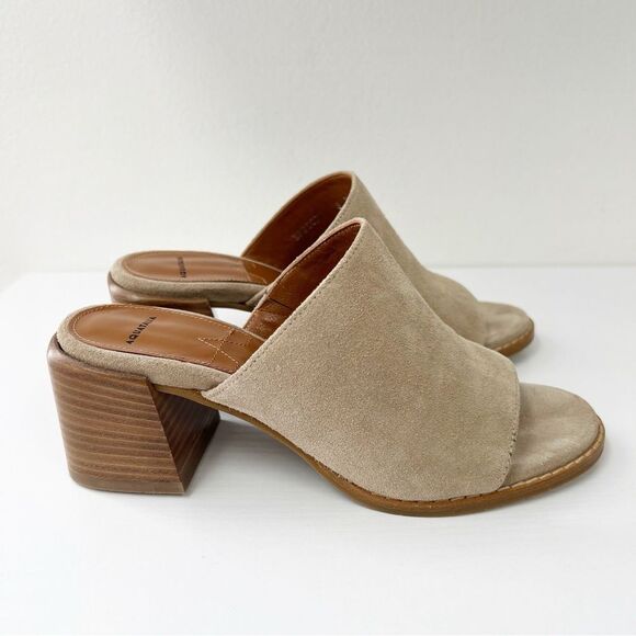 Aquatalia Jayne Suede Block-Heel Mule Sandals Size 6 in Ecru - Picture 6 of 8